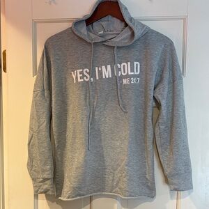 Gray Hoodie with Text Print